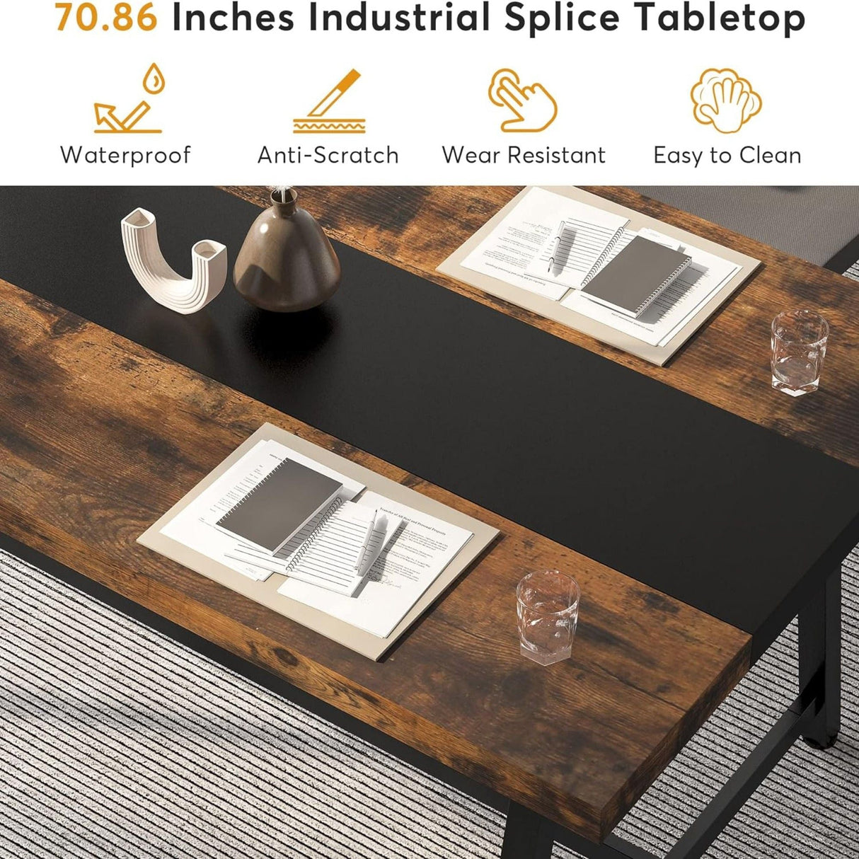 Modern Rectangular Conference Table For 6 - 8 People, Office Executive Desk