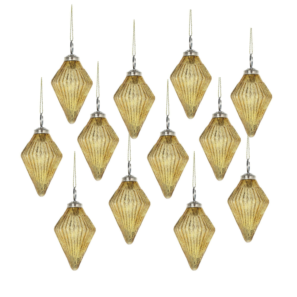 Gold Glass Decorative Hanging Ball Christmas Ornaments - Set of 6 or 12