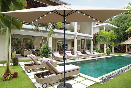 10x6.5ft solar led patio umbrella with crank & tilt