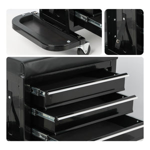 3-Drawer Tool Chest Rolling Mechanic Seat with Tool Trays