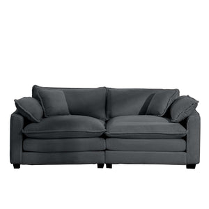 Modern 2 Seater With 4 Pillows, Upholstered Deep Seating Loveseat