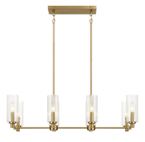 Willow Eight Lights Island Pendant Lamp - Satin Brass