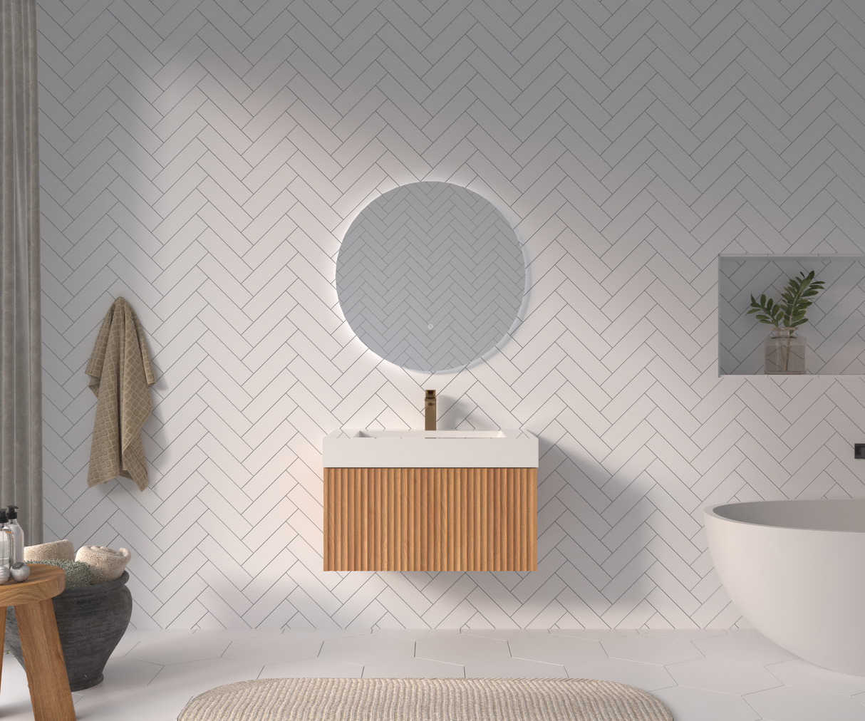 30" Bathroom Vanity with Sink - Wall Mounted Floating Cabinet