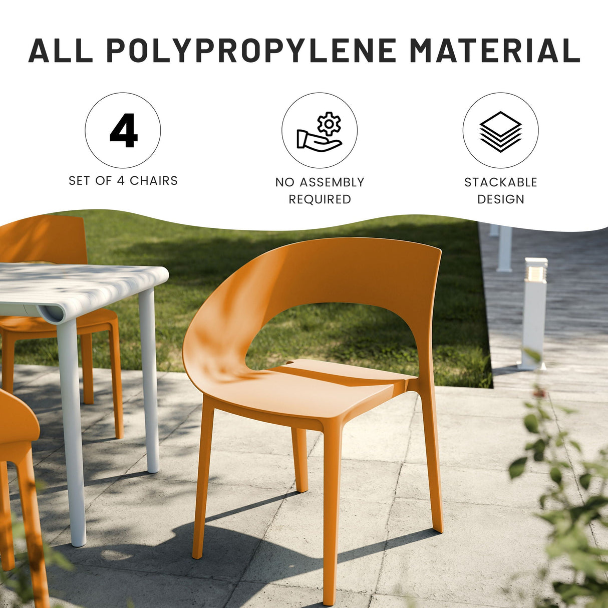 4 Piece Set Of Modern Designed Single Chairs With Folding Square Table