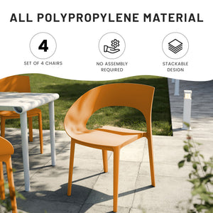 4 Piece Set Of Modern Designed Single Chairs With Folding Square Table