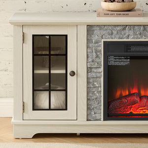 58" Modern TV Stand with Electric Fireplace and Storage