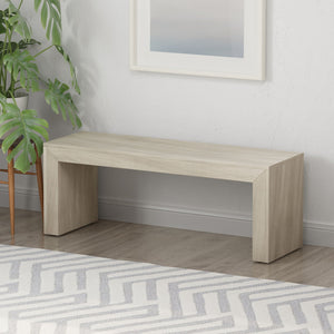 Acacia Wood Dining Bench with Farmhouse Style - Gray