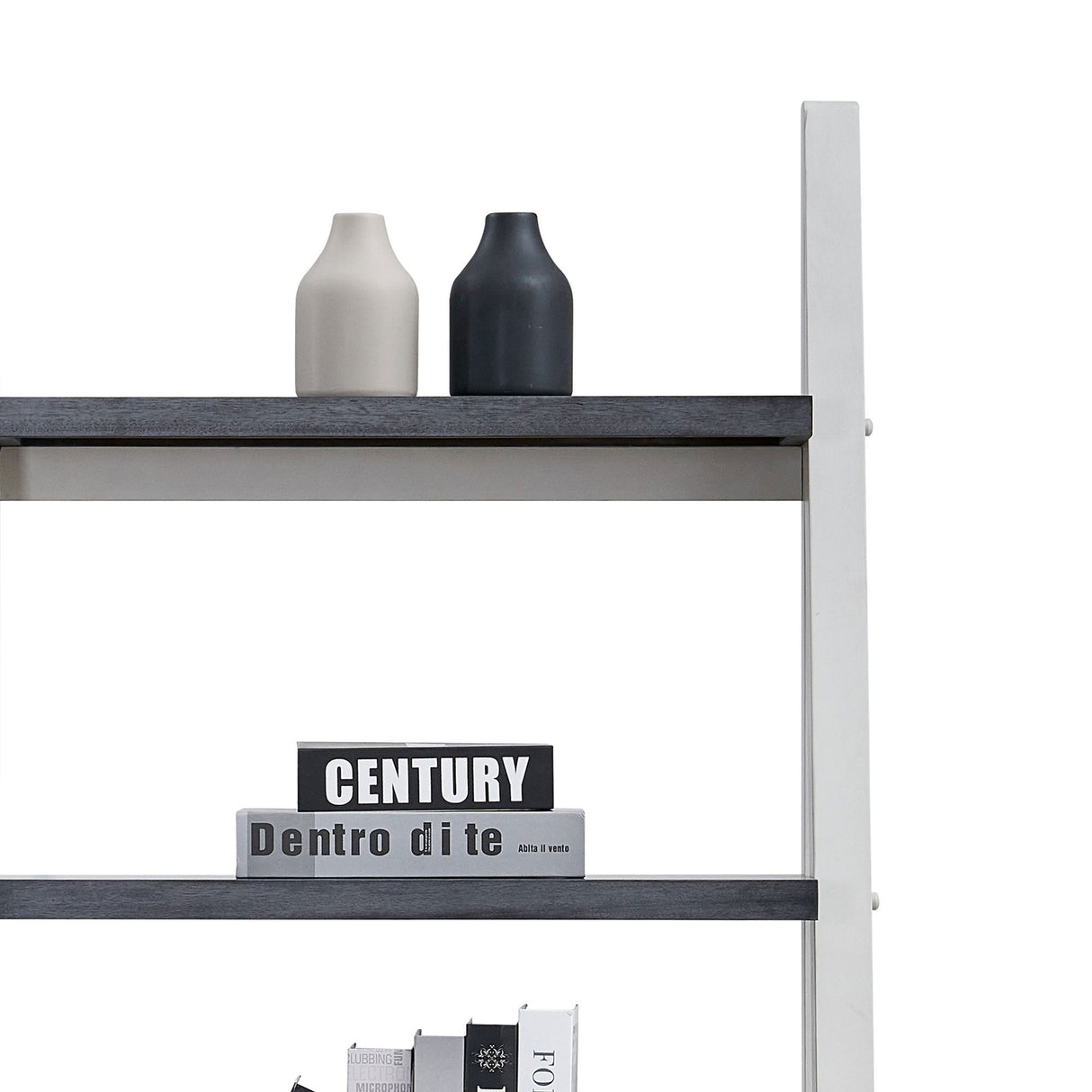 5-Tier Ladder Shelf with Rubber Wood Frame