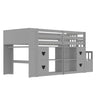 Loft Bed with Storage Cabinets, Staircase Drawers & LED Lights