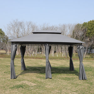 13x10 ft Outdoor Patio Gazebo Canopy Tent with Ventilated Double Roof and Side Wall