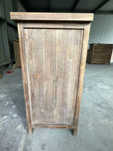 Rustic Natural Aged Brown Solid Wood Transitional Storage Cabinet – 31.89"