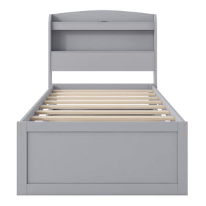 Platform Bed With LED Headboard, Charging Station, Trundle And 2 Drawers