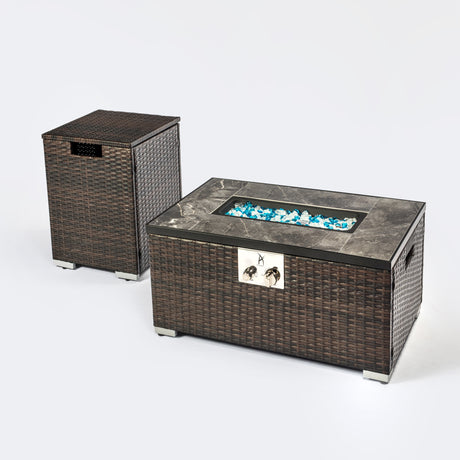 The Wicker-Encased 40,000 BTU Propane Fire Pit Table