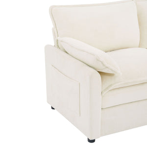 Modern Loveseat Sofa, Upholstered Couch With Side Storage Pockets