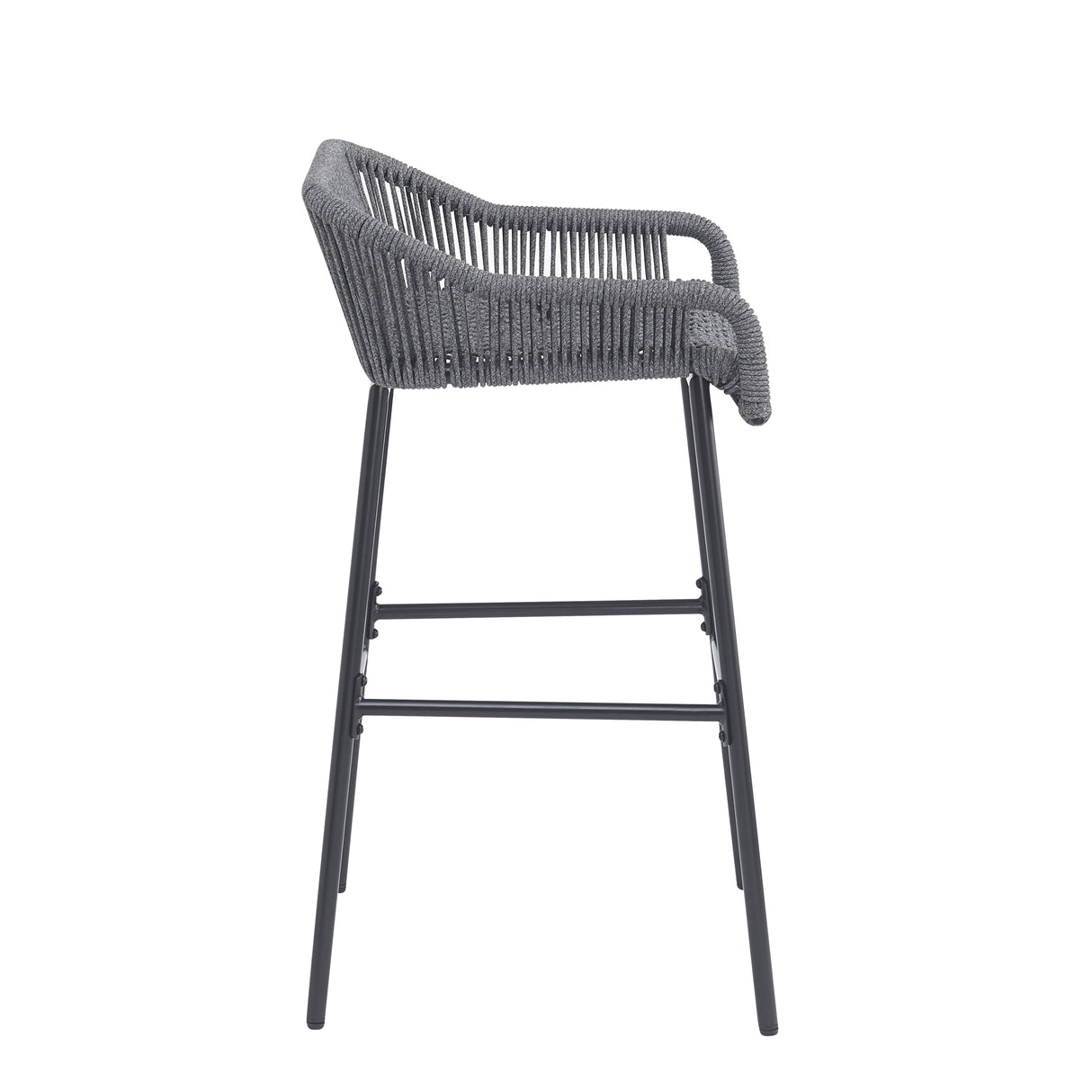 La Push Outdoor Patio Dark Gray Rope Barstool (Set of 2)