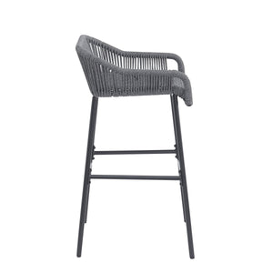 La Push Outdoor Patio Dark Gray Rope Barstool (Set of 2)