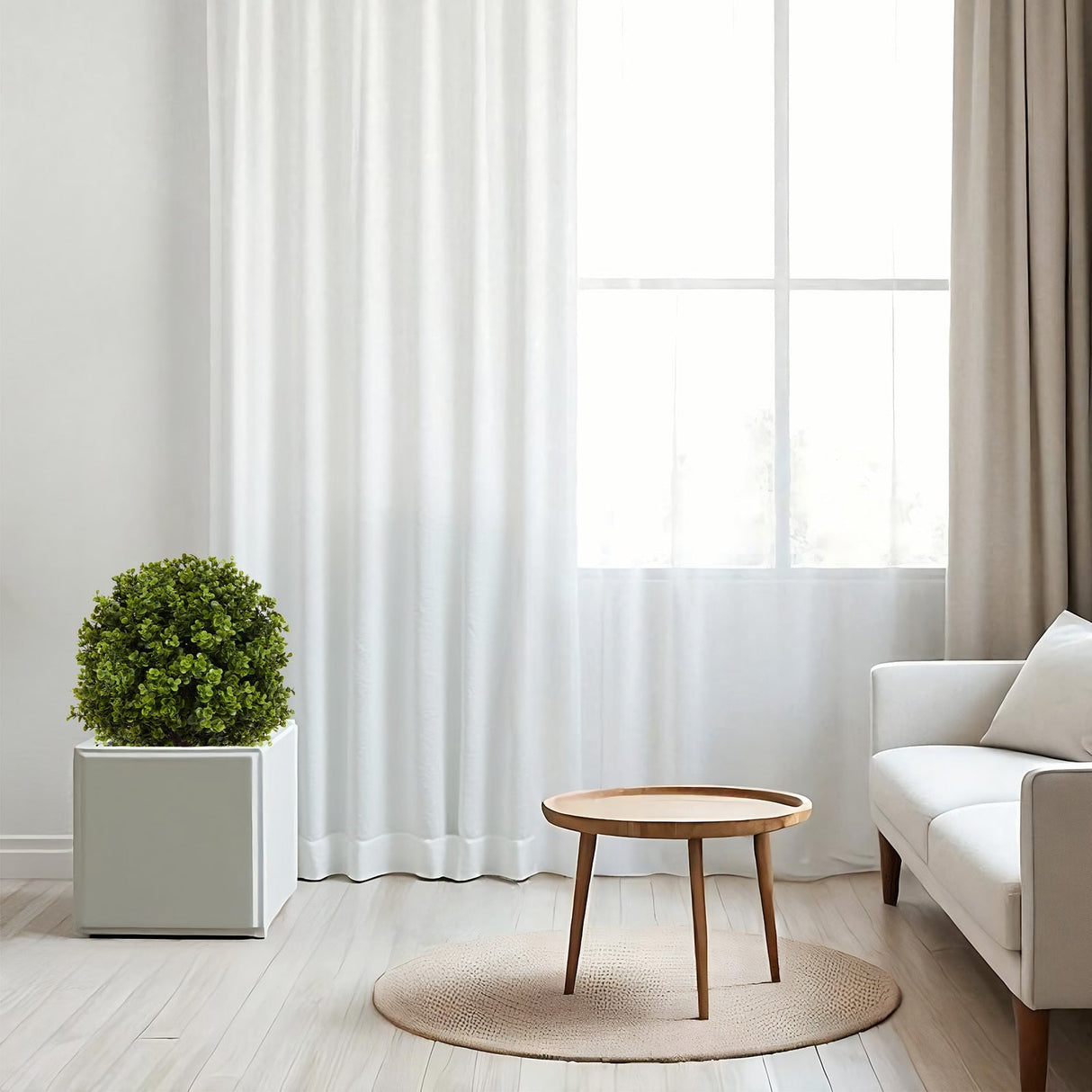 22in Boxwood Ball Shaped Artificial Topiary Shrubs Tree in Pot for Home and Garden Decoration - 2pcs Set