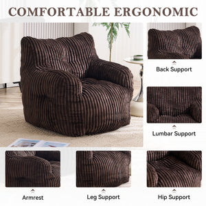 Soft Fluffy Corduroy Fabric Bean Bag Chair Filled With Memory Sponge