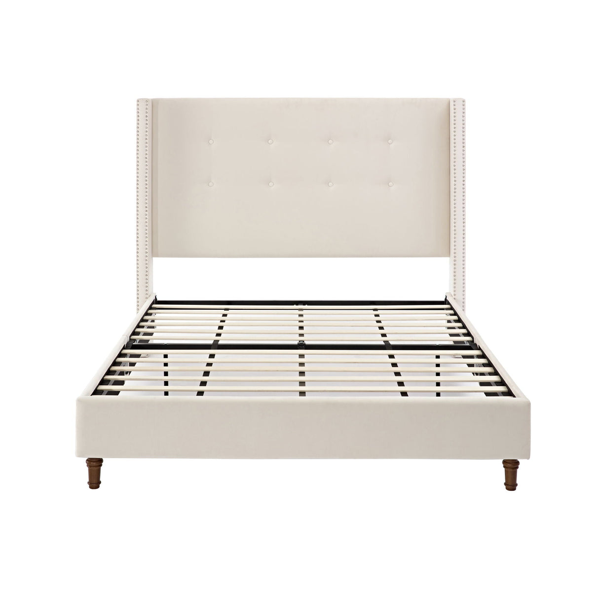 Peyton - Upholstered Bed With 54" High Headboard, Traditional Hand Buttoned Tufting