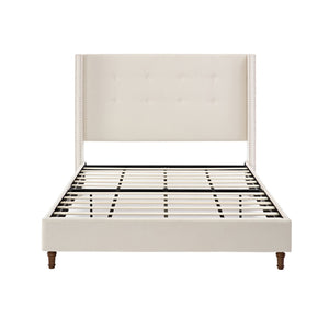 Peyton - Upholstered Bed With 54" High Headboard, Traditional Hand Buttoned Tufting