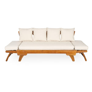 Outdoor Patio Daybed Sofa, 3 Seat Sofa With Foldable Arm 4 Back Pillows