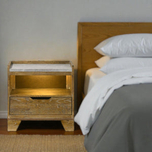 Garcia - Nightstand With LED And USB Port - Light Brown