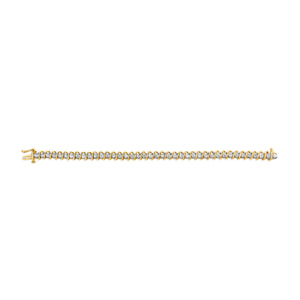 18K Yellow Gold 4.0 Cttw Round-Cut Diamond S-Link 7" Inch Tennis Bracelet (I-J Color, SI1-SI2 Clarity)