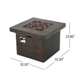 Anchorage 32'' Wood Square MGO Fire Pit Brown - 40,000 BTU