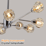 28' Modern Crystal Chandelier with 9 Lights - Chrome Finish