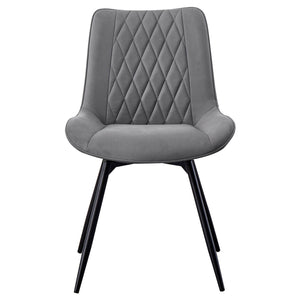 Vellux - 5 Piece Round Dining Table Set With Concrete Top Upholstered Chairs - Gunmetal