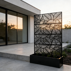 Leaf Pattern Privacy Screen with Planter Box
