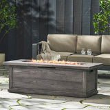 Transitional 56'' Rectangular Outdoor MgO Propane Fire Pit with Brown Wood Pattern