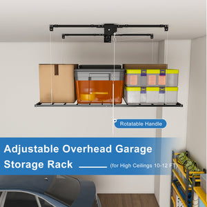 Black Overhead Garage Storage Rack 3x6 FT for High Ceilings