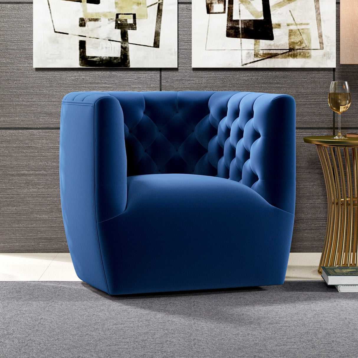 Delaney Velvet Swivel Club Chair