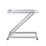 Modern Z-Shaped Bar Cart with Tempered Glass Shelves