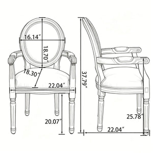 French Vintage Upholstered Fabric Dining Armchair (Set of 2)