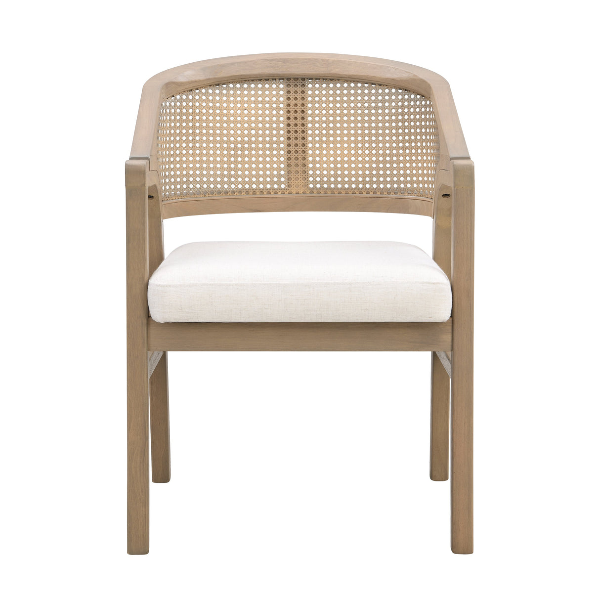 Wooden Frame Dining Chair with Rattan Back, Set of 2