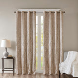 Knitted jacquard damask total blackout grommet top curtain panel pair(2 pcs window panels)