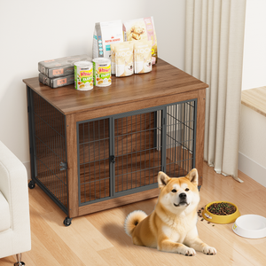 38.6" Dog Crate Furniture with Wheels for Small Dogs