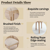 French Country Dining Chairs Set of 2 Upholstered With Natural Rattan Back