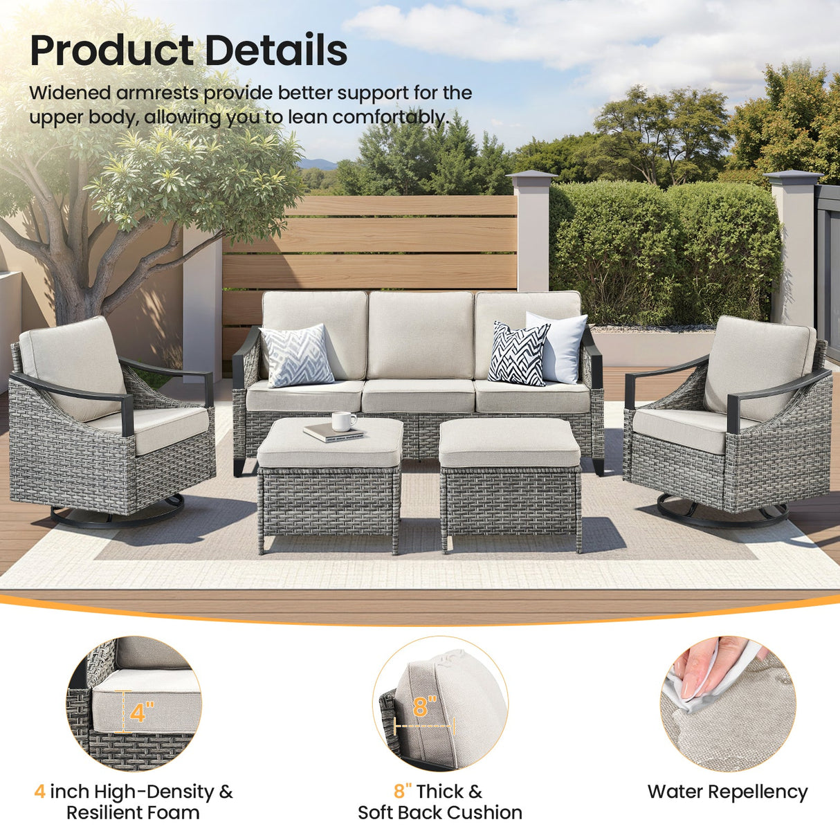 73.4" Wide Outdoor Wicker Sofa