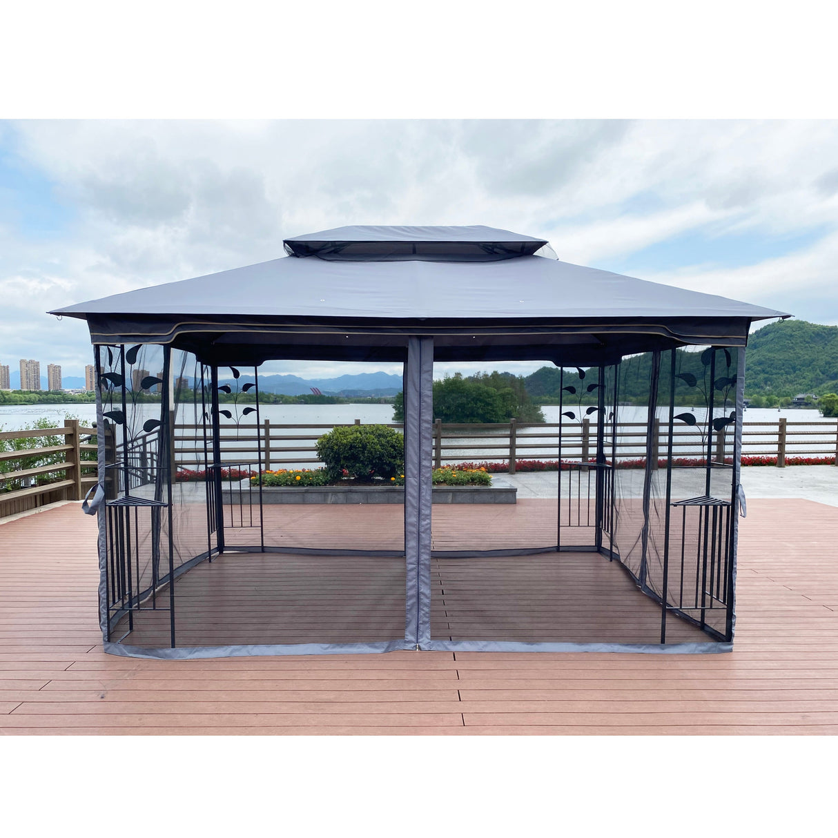 Gazebo tent with double roof & mosquito net