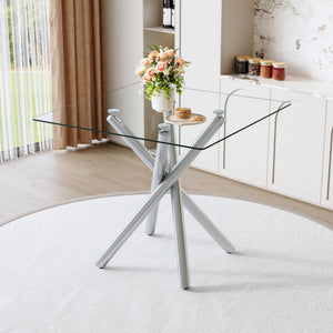 Modern Electroplated Metal Leg Bar Table with Tempered Glass Top