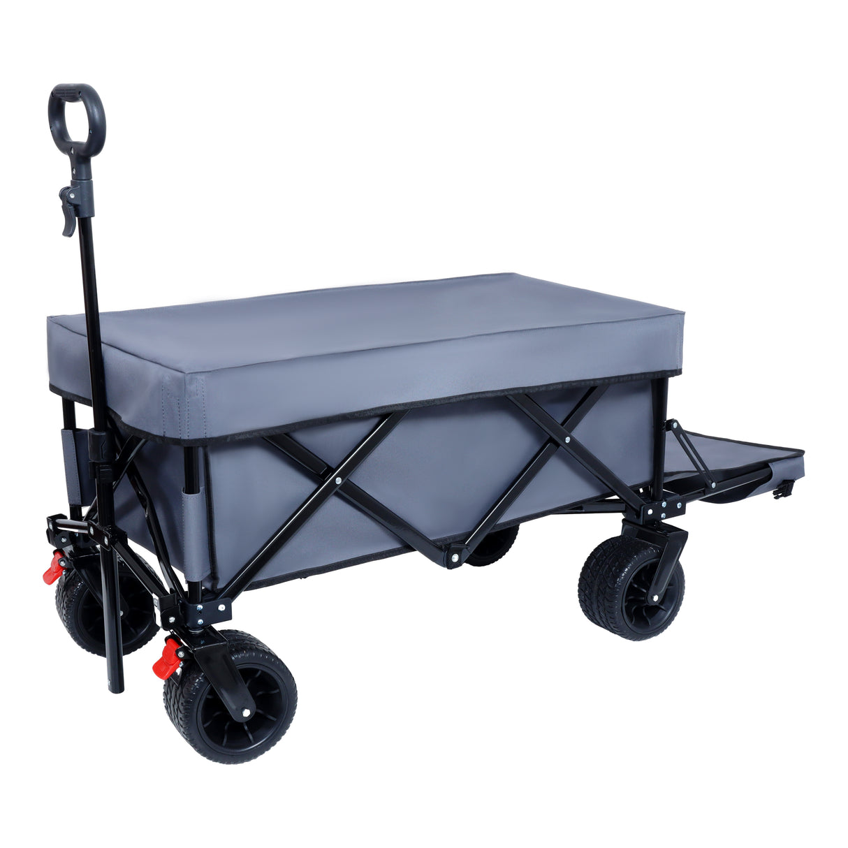 Foldable wagon with extended tailgate, waterproof dustproof uv resistant wagon rain covers, heavy duty 400lbs, large all-terrain beach wheels