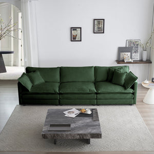 2-Piece Upholstered Sectional Sofa Set in Green Chenille