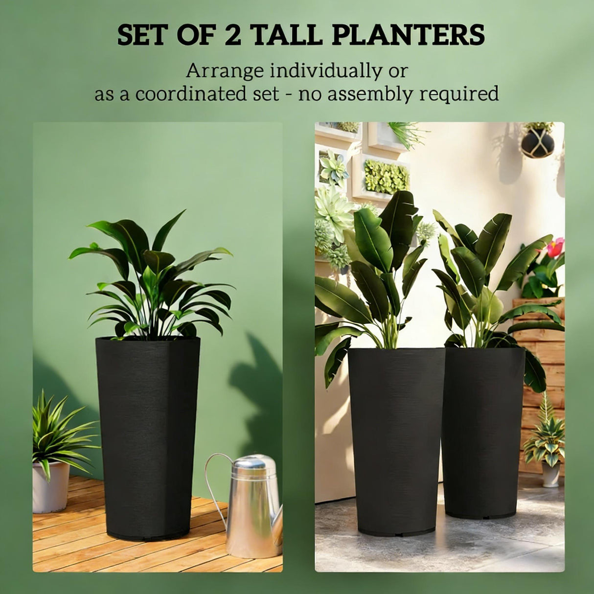 Set of 2 Stackable Large Flower Pots