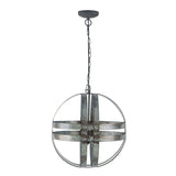 4 Light Galvanized Chandelier with Adjustable Chain