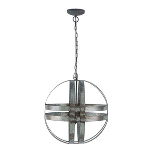 4 Light Galvanized Chandelier, Hanging Light Fixture With Adjustable Chain For Kitchen, Bulb Not Included - Gray