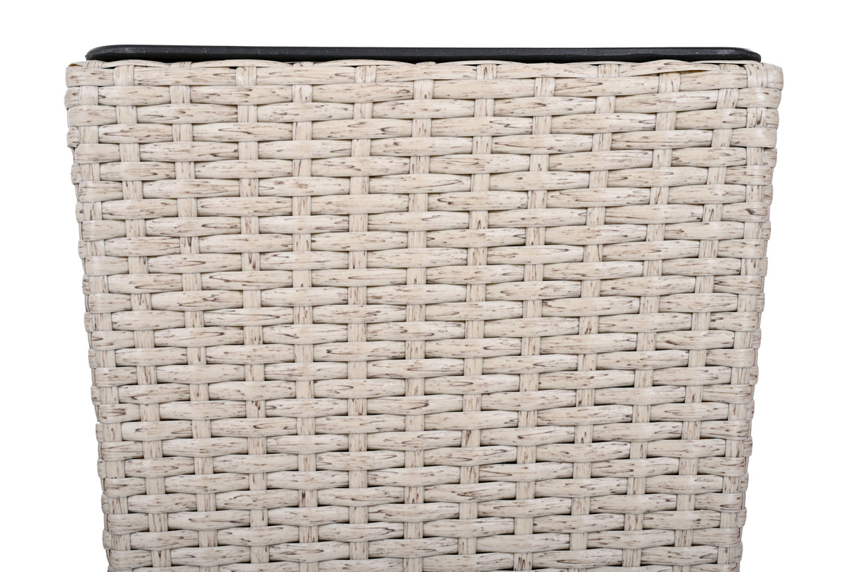 Outdoor PE Wicker Flower Pots, 2-Pcs Set, Beige
