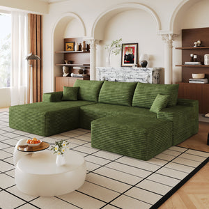107" Cloud Sectional Sofa with 1 Ottoman
